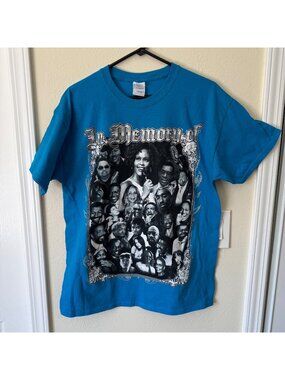 Memorial Rap Music Tee Shirt Tupac Biggie & Many More Blue Sz L